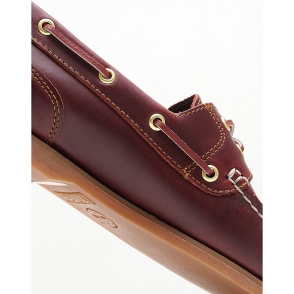 TIMBERLAND WOMEN'S 2-EYE CLASSIC BOAT LEATHER SHOES BURGUNDY FULL GRAIN 72333 - Picture 3 of 9